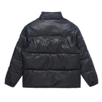 Empty Reference Embroidered Logo Leather Down Jacket