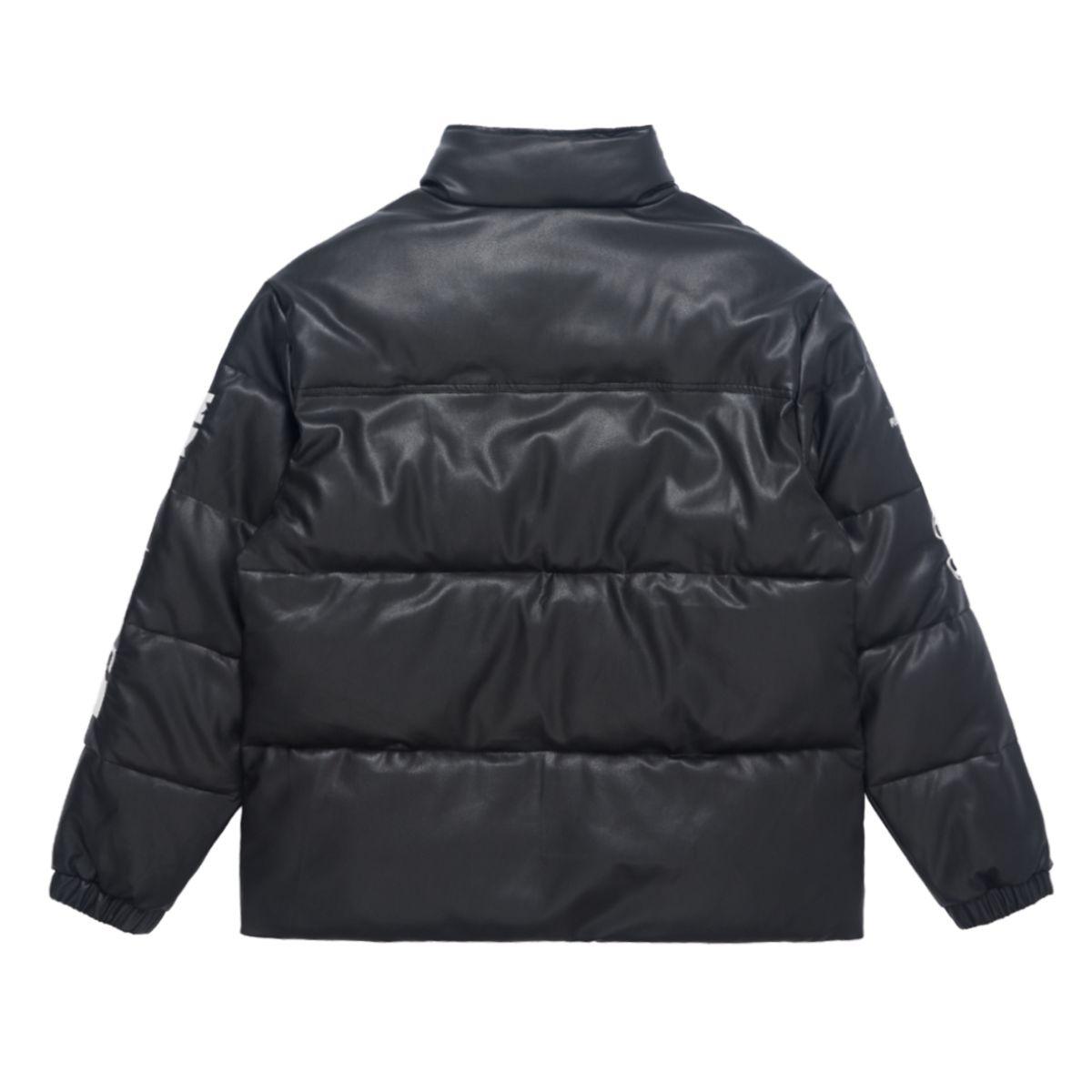 Empty Reference Embroidered Logo Leather Down Jacket