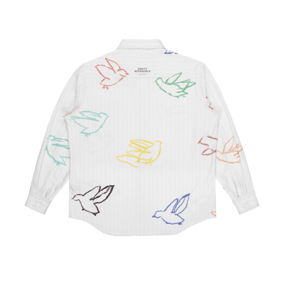 Empty Reference Striped Colorful Birds Shirt