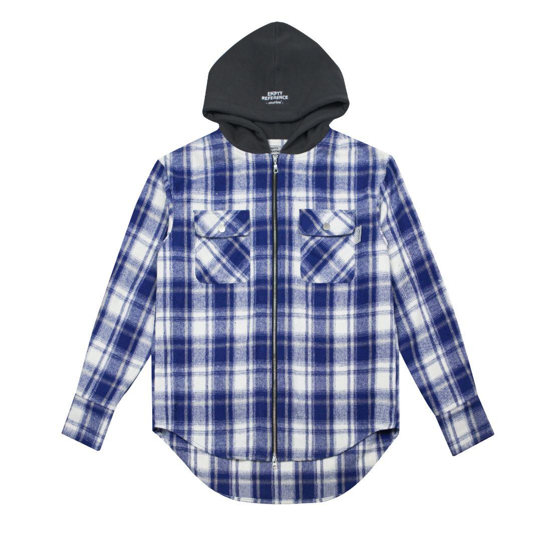 Empty Reference Plaid Woolen Hooded Jacket