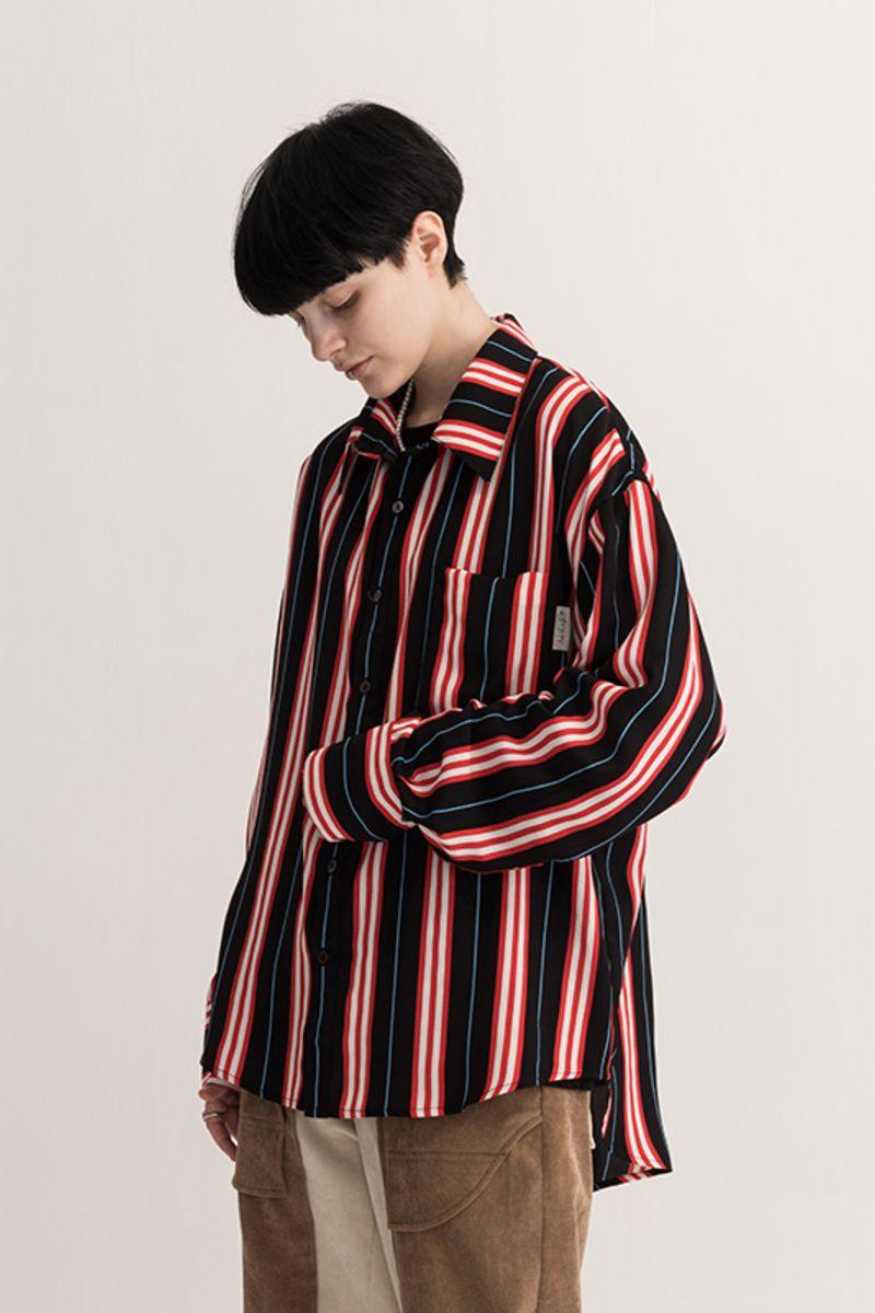 Empty Reference Black and Red Striped L/S Shirt