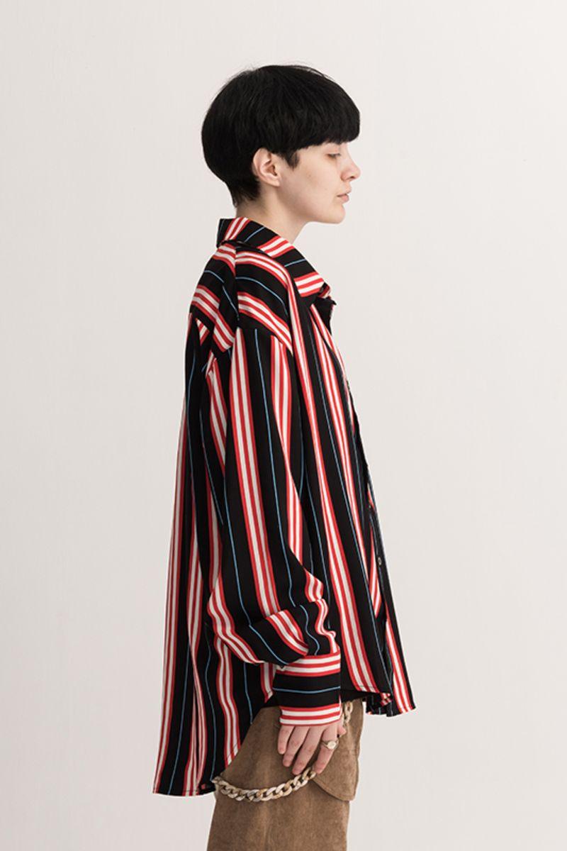 Empty Reference Black and Red Striped L/S Shirt