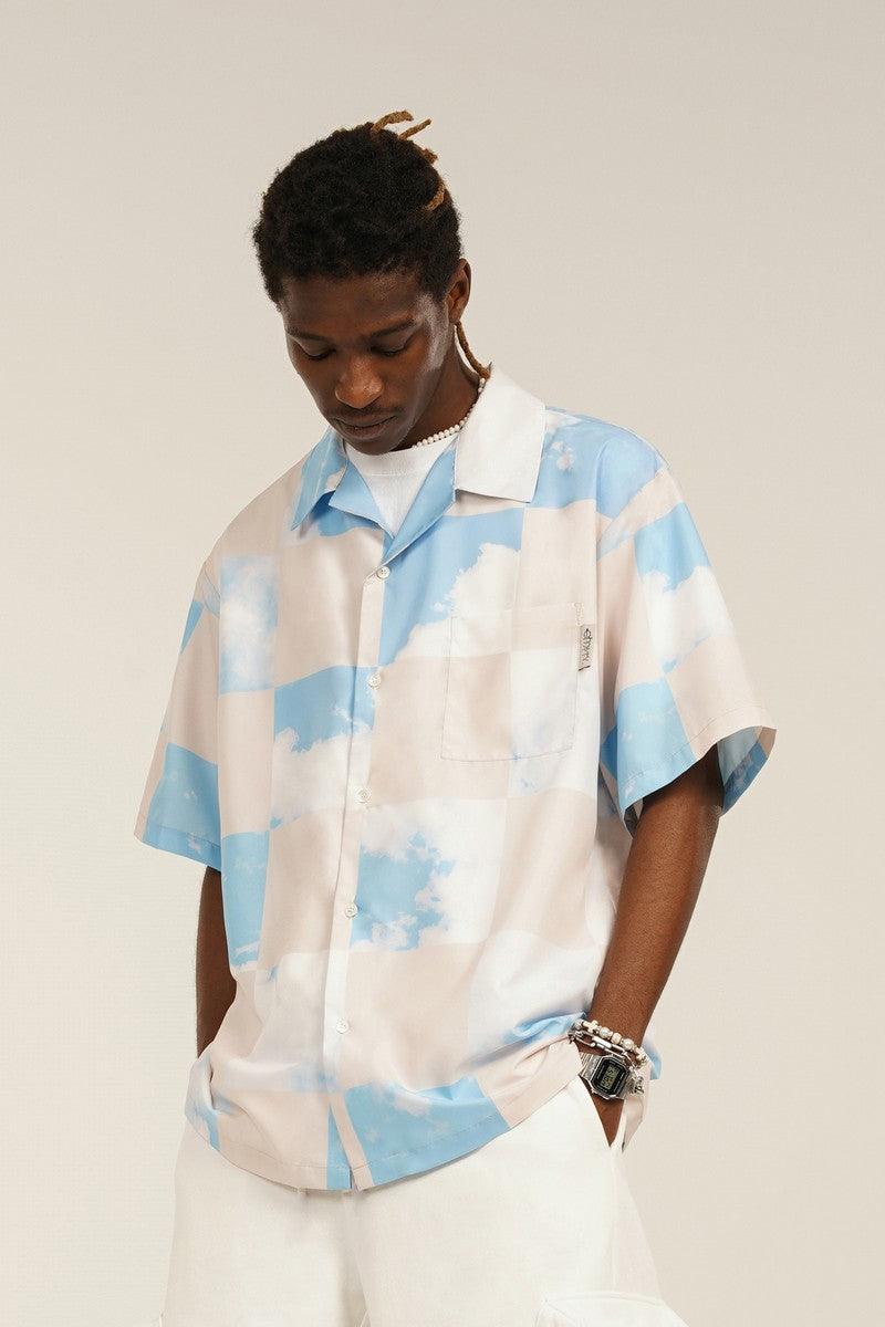 Empty Reference Checkered Sky Print Cuban Shirt – Copping Zone