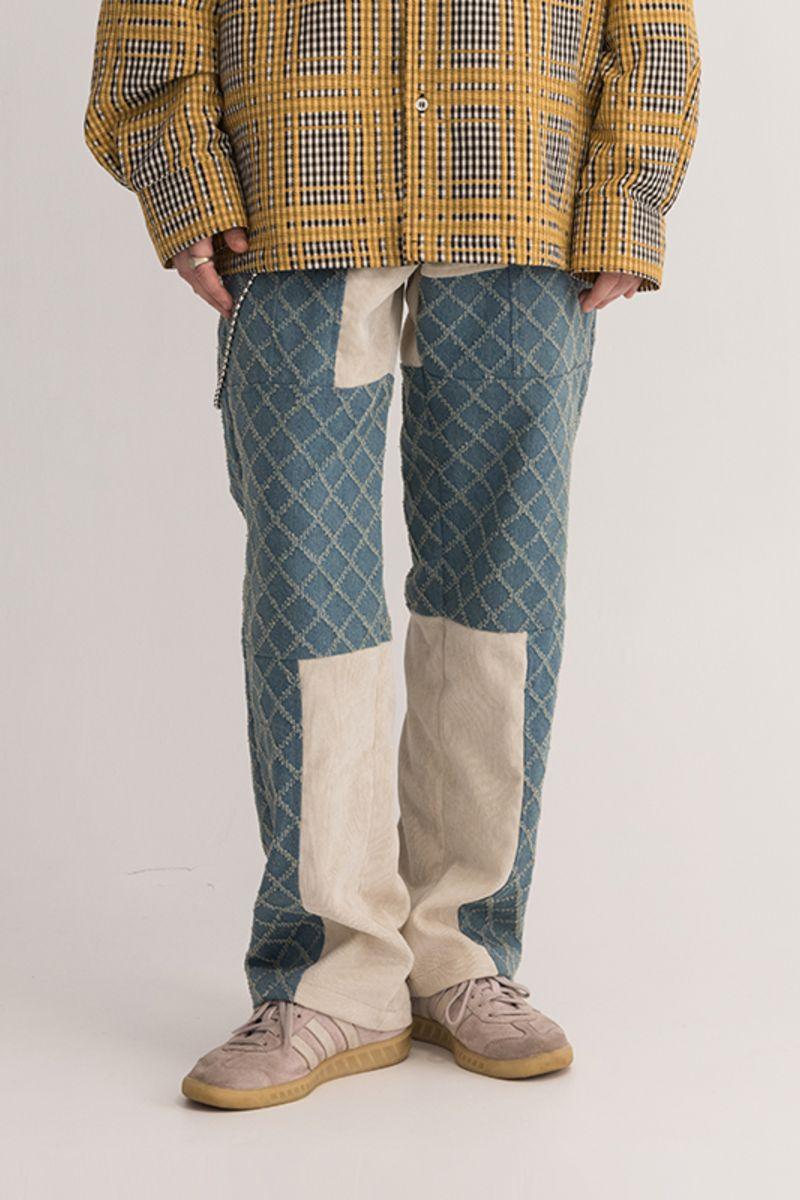 Empty Reference Plaid Stitching Jeans