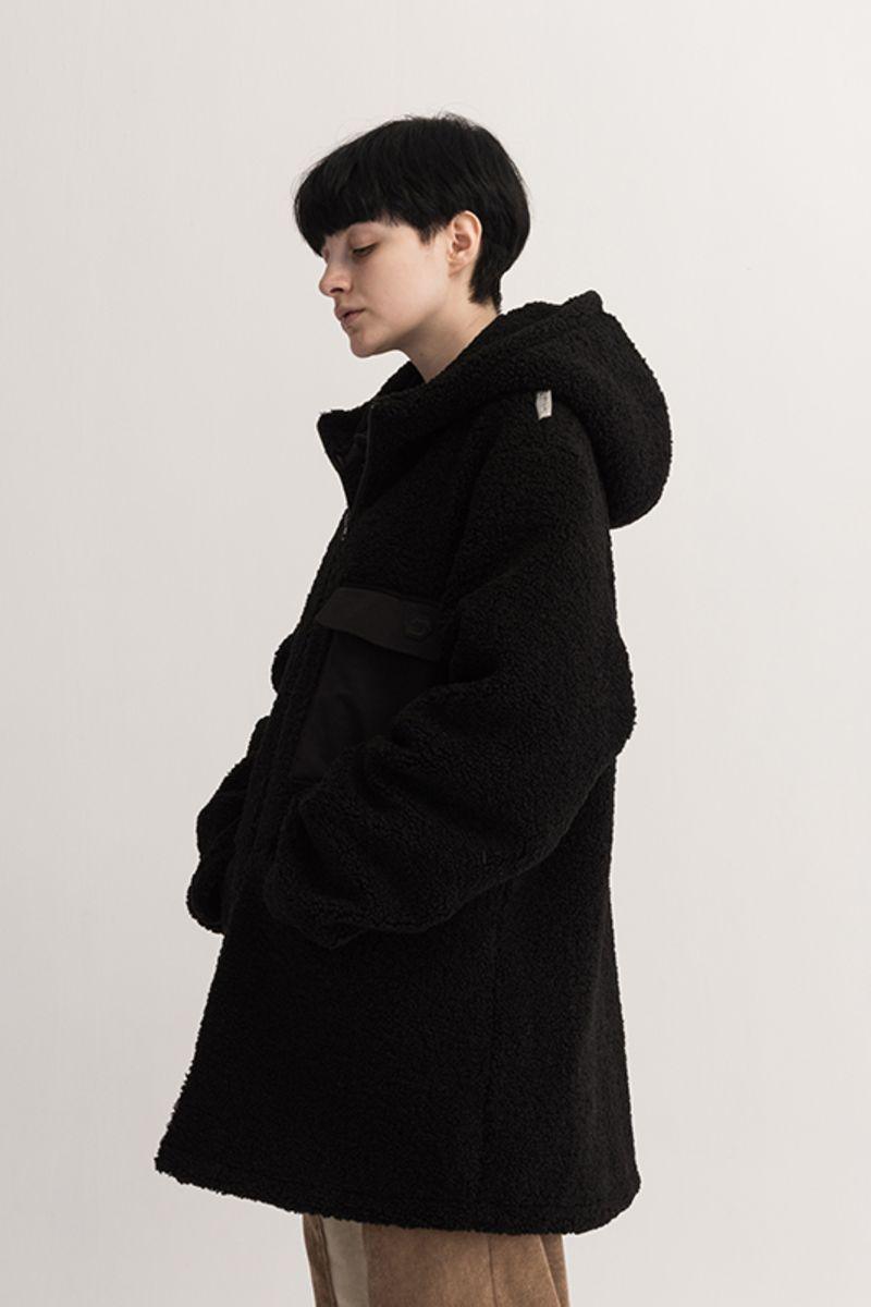 Empty Reference Black Sherpa Hooded Coat