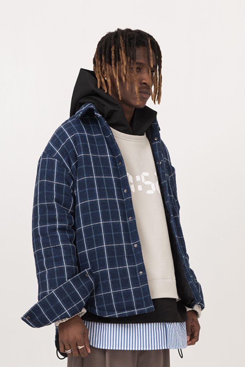 Empty Reference Blue Checkered Shirt Heavy Jacket