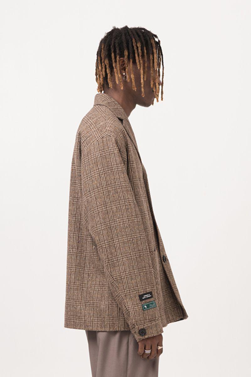 Empty Reference Embroidery Logo Plaid Blazer