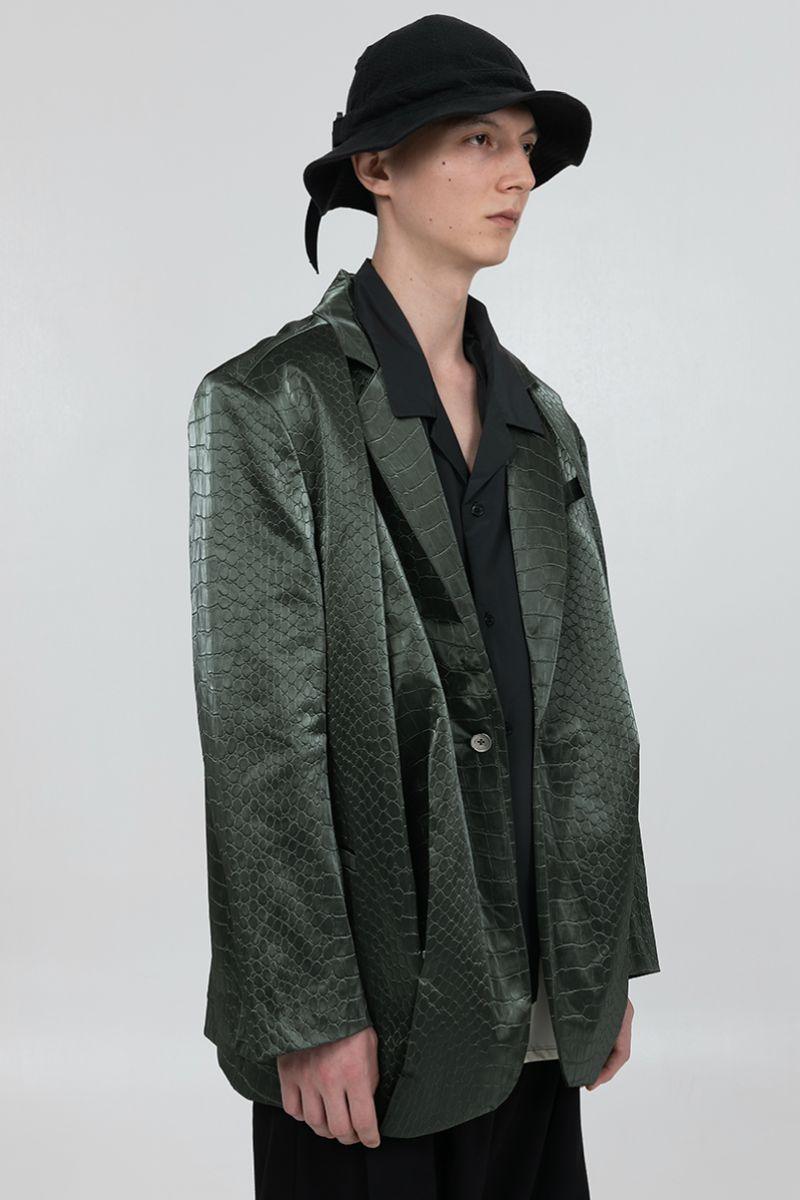 BNP Crocodile Pattern Leather Suit Jacket