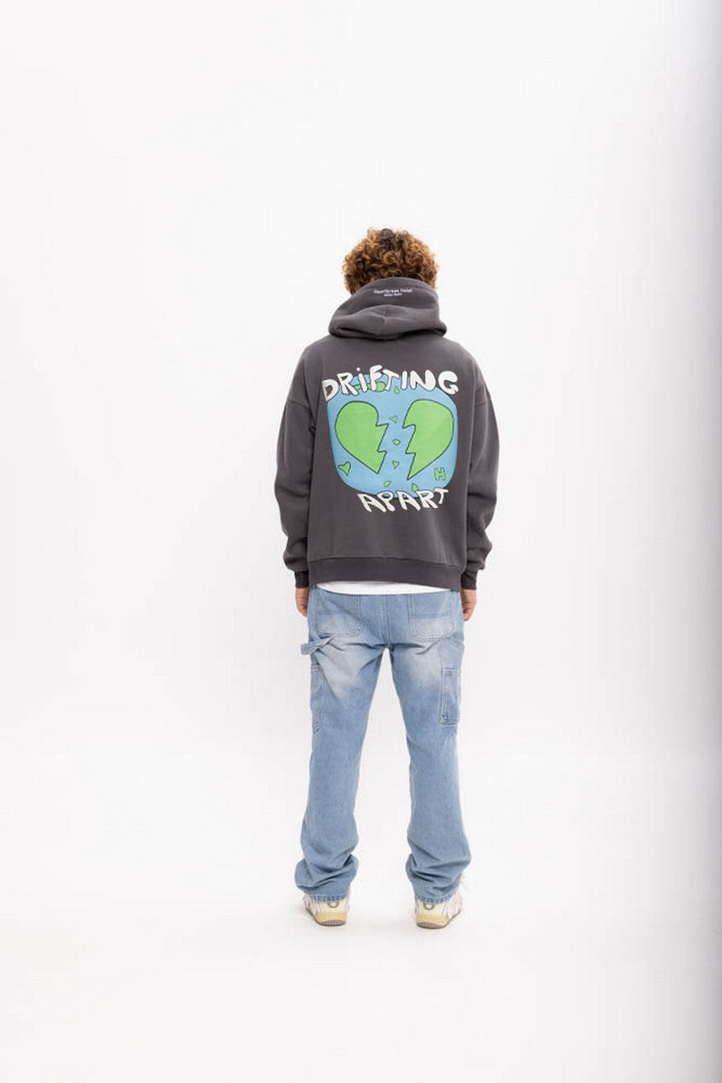 Drifting Apart Puff Print Gray Hoodie