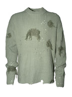 Unknown World Earth Gray Distressed Sweater