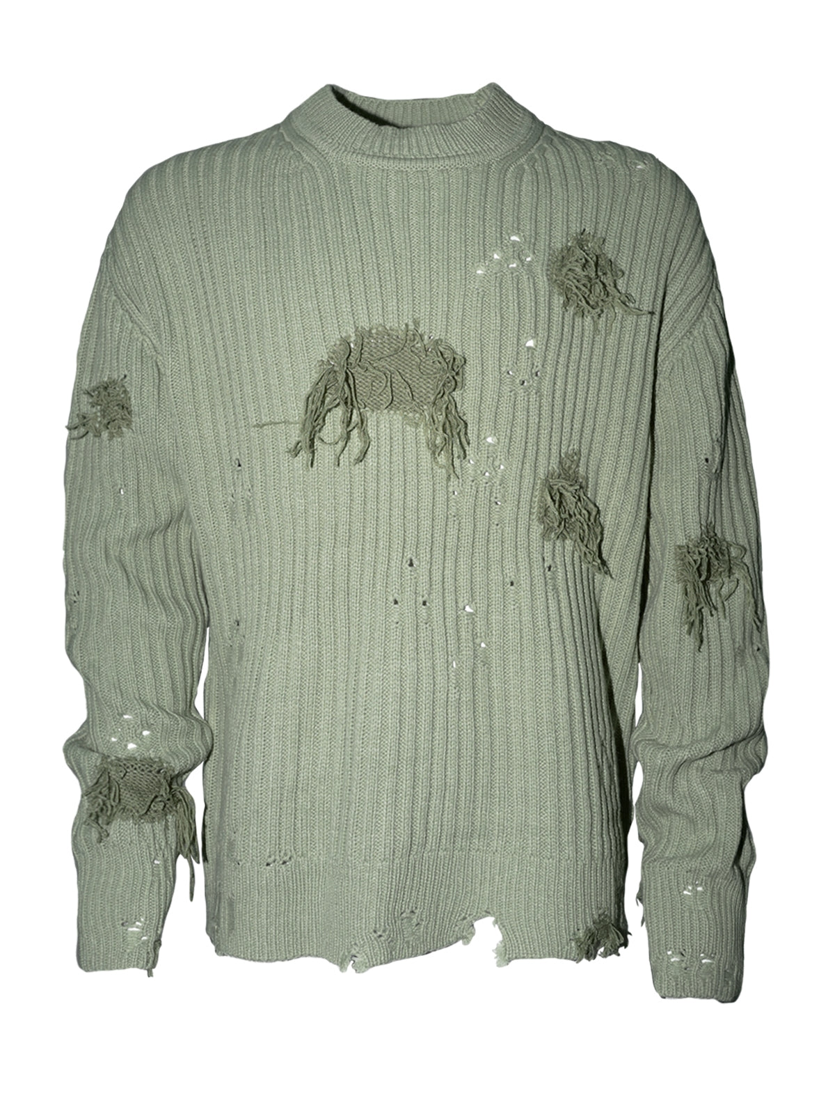Unknown World Earth Gray Distressed Sweater
