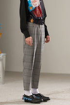 Mix7 Retro Plaid Straight Trousers