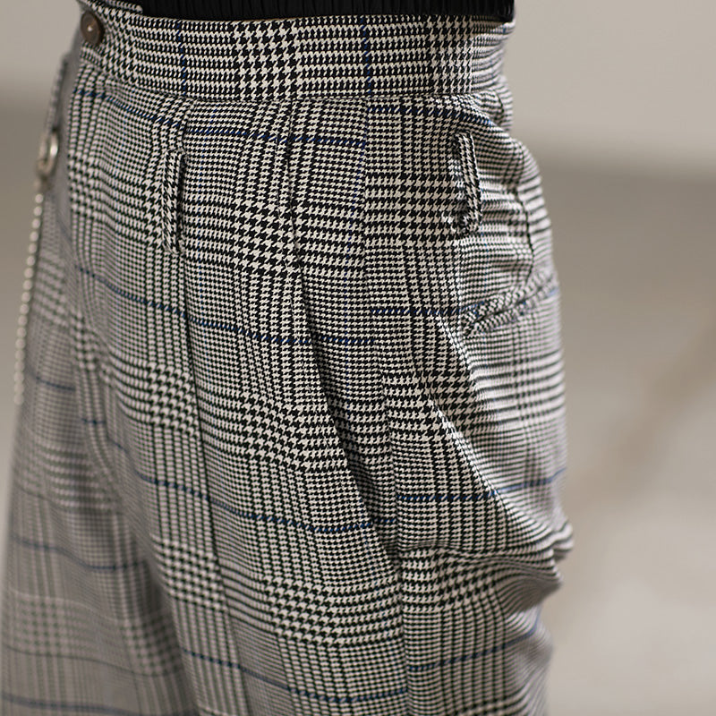 Mix7 Retro Plaid Straight Trousers
