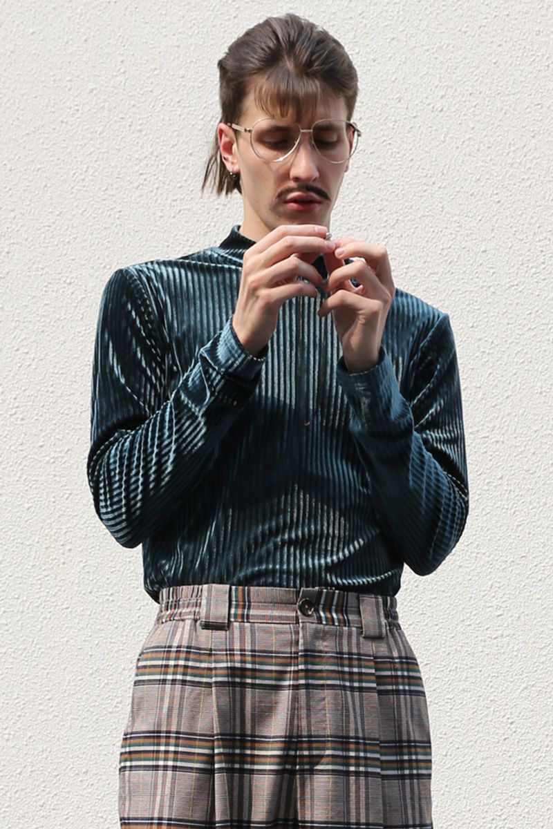 Mix7 Striped Velvet L/S Tee