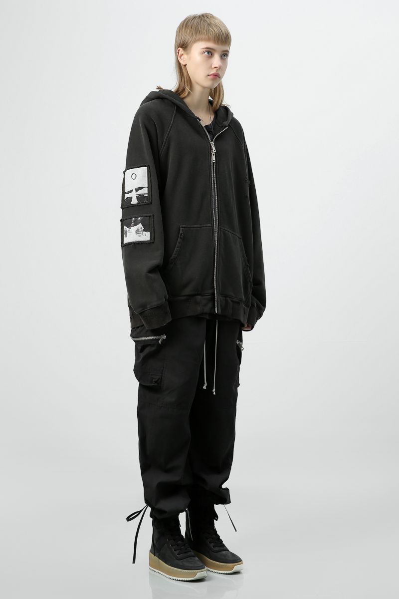 Unknown World Washed Distressed Coat Zipper Hoodie