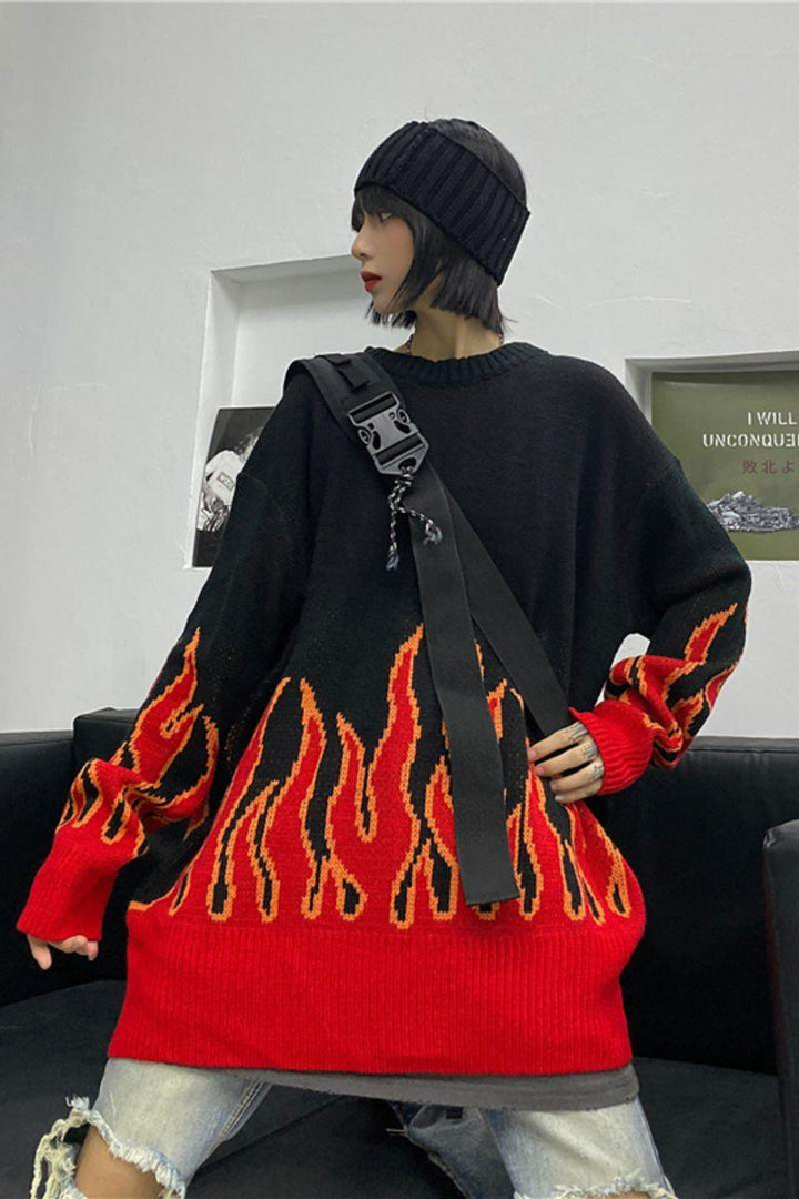 CZ Retro Flame Knit Sweater