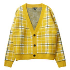 Mix7 Plaid Mohair Cardigan Sweater