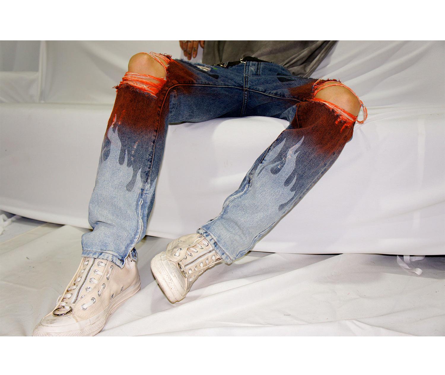 CZ Flame Painted Retro Jeans