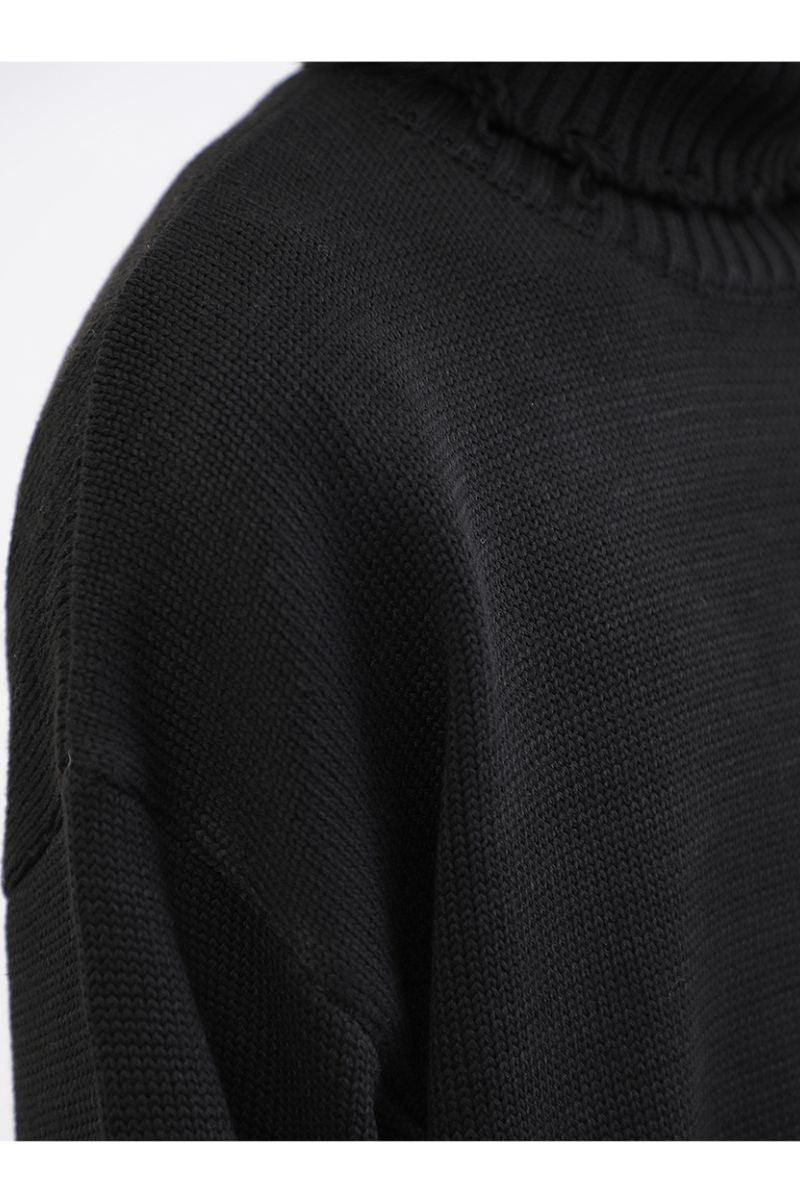 CZ Solid Black Turtleneck