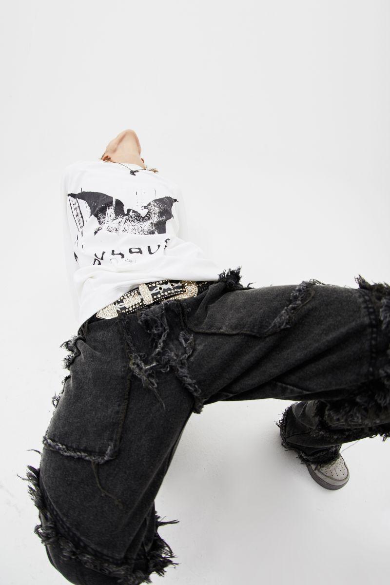 BLACKTAI Deconstructed Washed Jeans