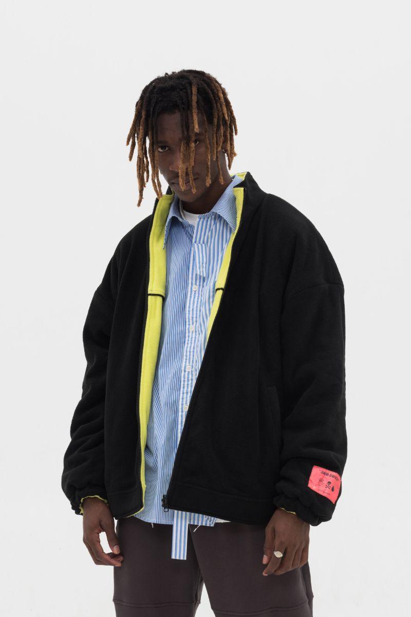 Empty Reference Reversible Black and Green Fleece Jacket