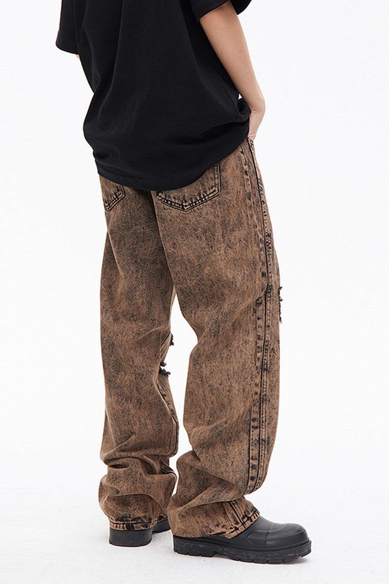 CZ Washed Brown Loose Jeans