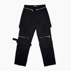 Empty Reference Black Straps Loose Trousers
