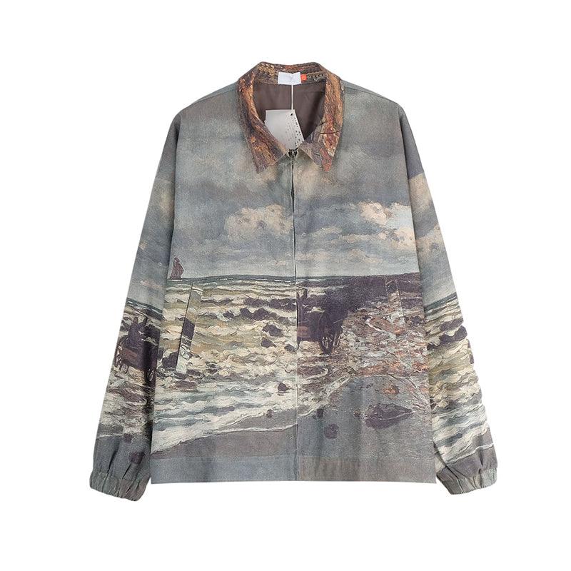 CZ Oil Painting Full Print Corduroy Jacket