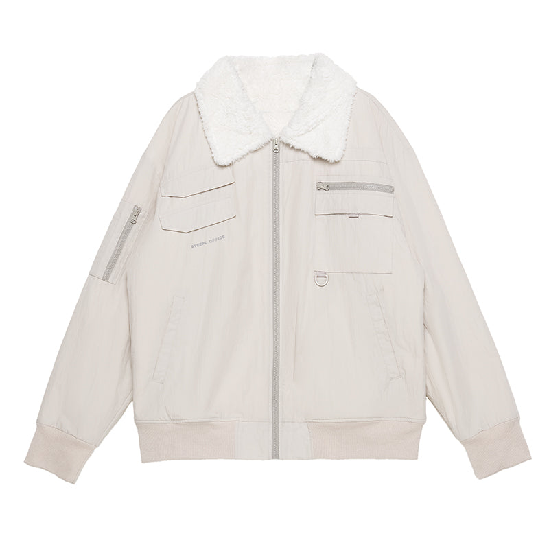 STEEPC White Reversible Sherpa Jacket