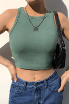 CZ Sleeveless Ribbed Top