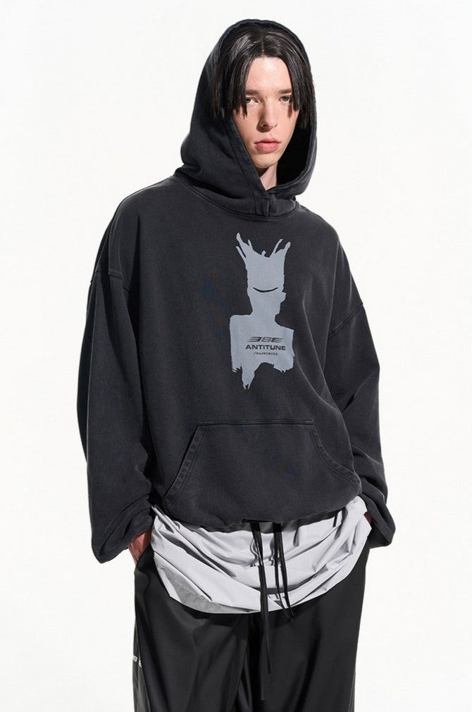 BNP Graphic Print Washed Hoodie