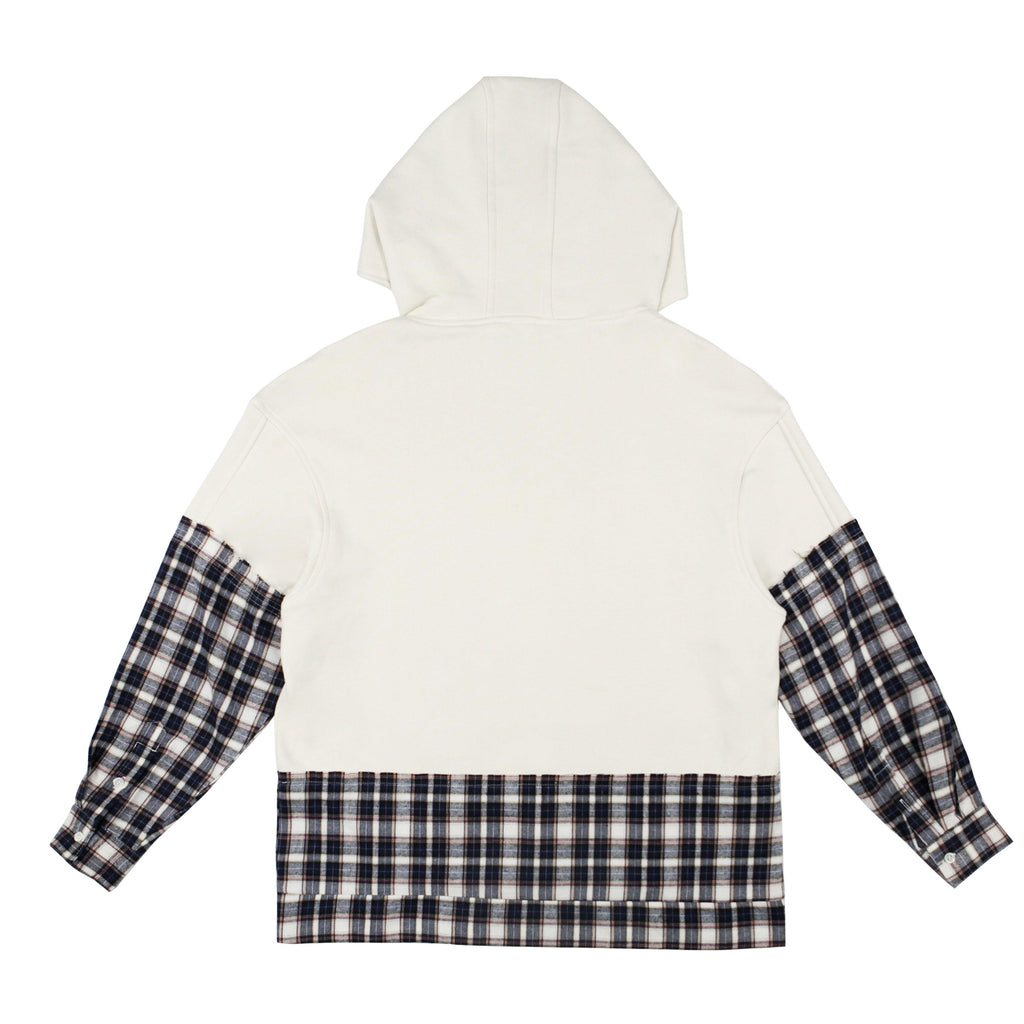 Empty Reference White Plaid Stitched Hoodie