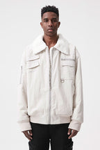STEEPC White Reversible Sherpa Jacket