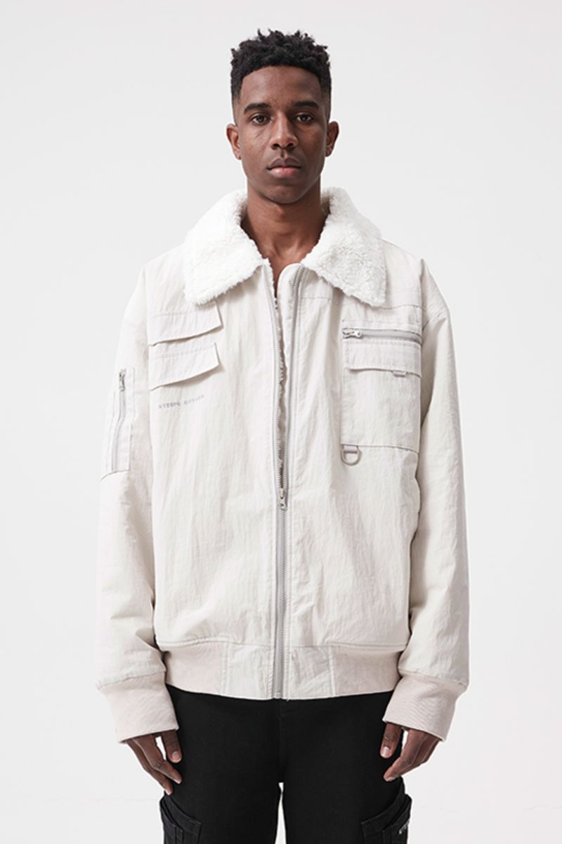 STEEPC White Reversible Sherpa Jacket