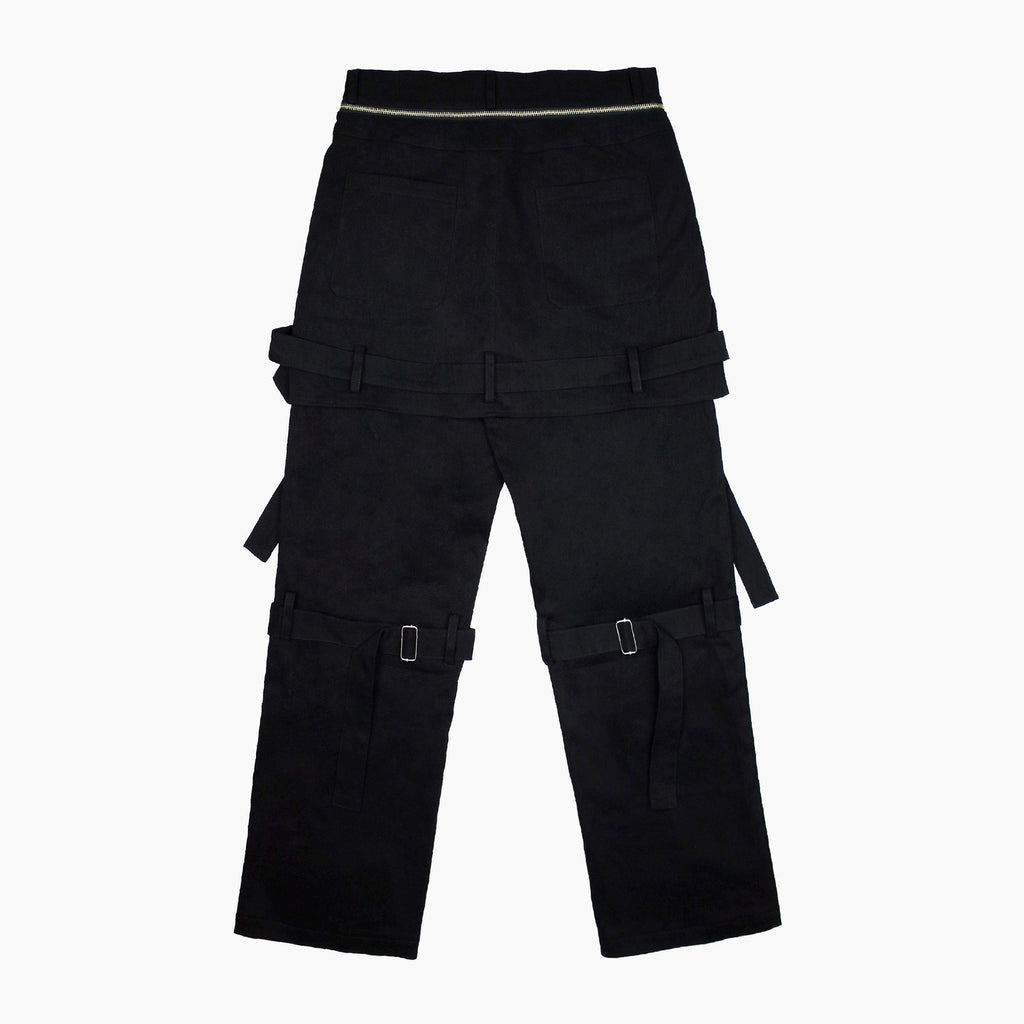 Empty Reference Black Straps Loose Trousers