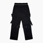 Empty Reference Black Straps Loose Trousers