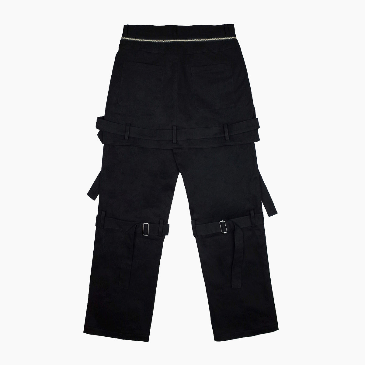 Empty Reference Black Straps Loose Trousers