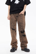 CZ Washed Brown Loose Jeans