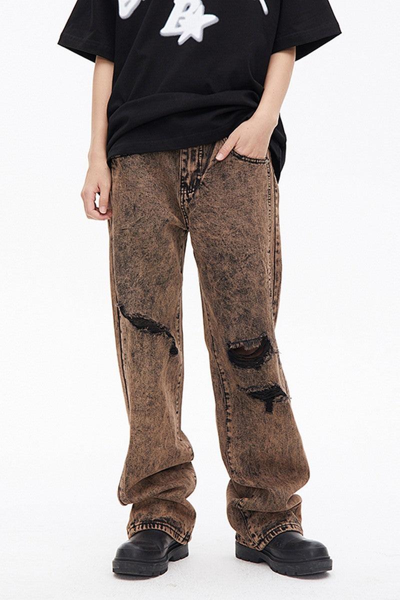 CZ Washed Brown Loose Jeans