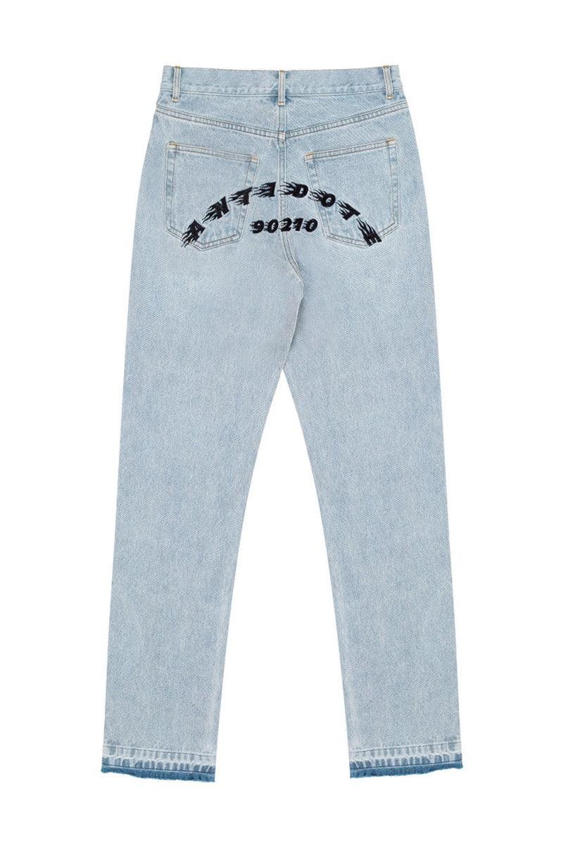 Washed Embroidered Logo Denim