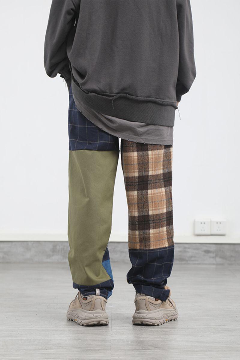 CZ Mixed Plaid Stitching Trousers