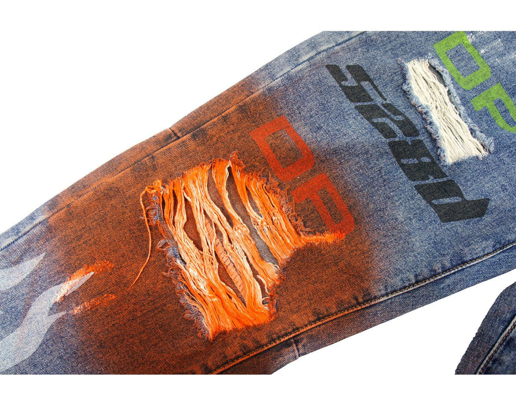 CZ Flame Painted Retro Jeans