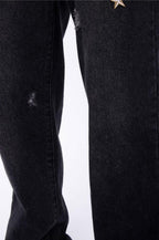 Guns Embroidered Washed Jeans