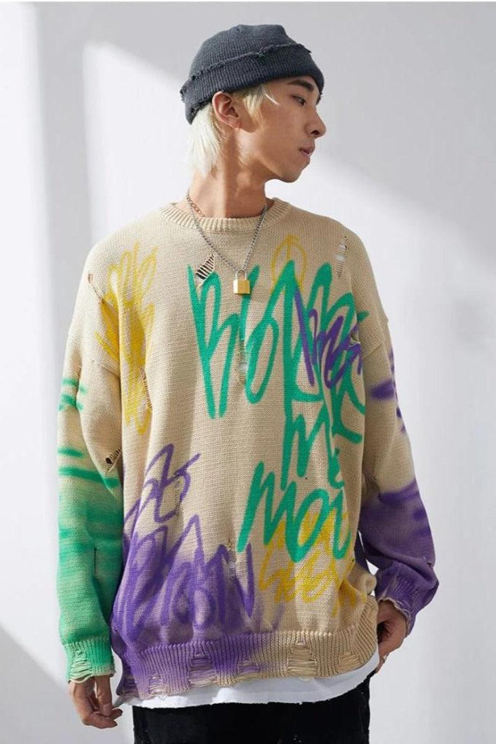 CZ Loose Graffiti Sweater