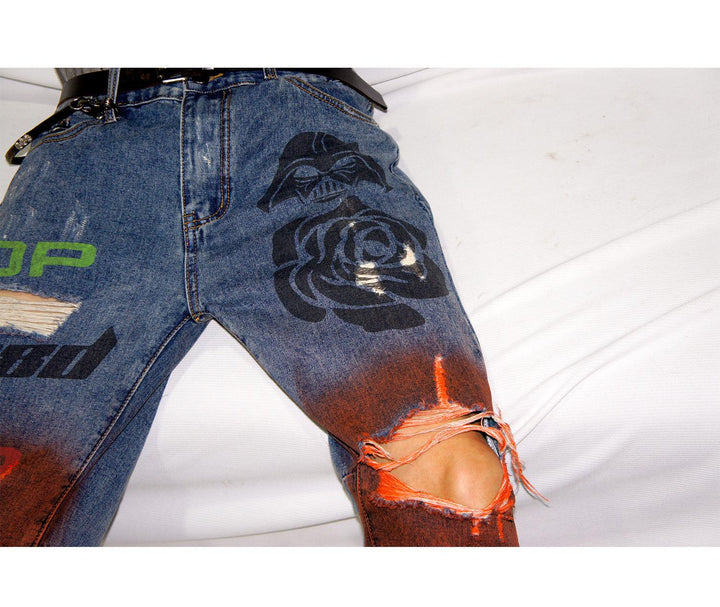 CZ Flame Painted Retro Jeans