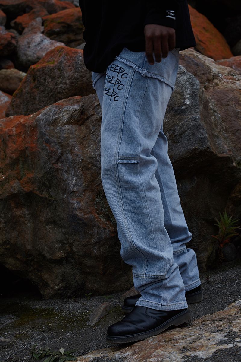 STEEPC Logo Graffiti Zipper Jeans