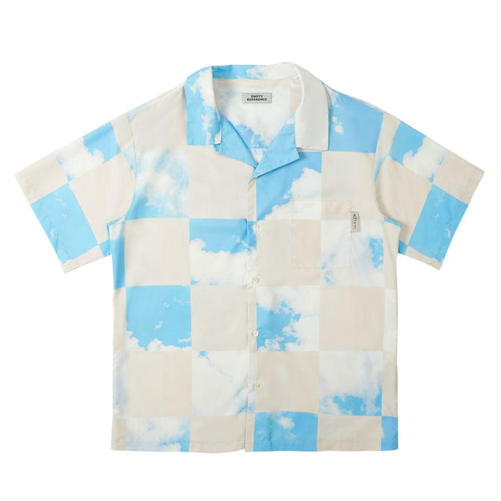 Empty Reference Checkered Sky Print Cuban Shirt