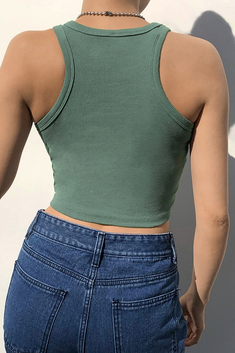 CZ Sleeveless Ribbed Top