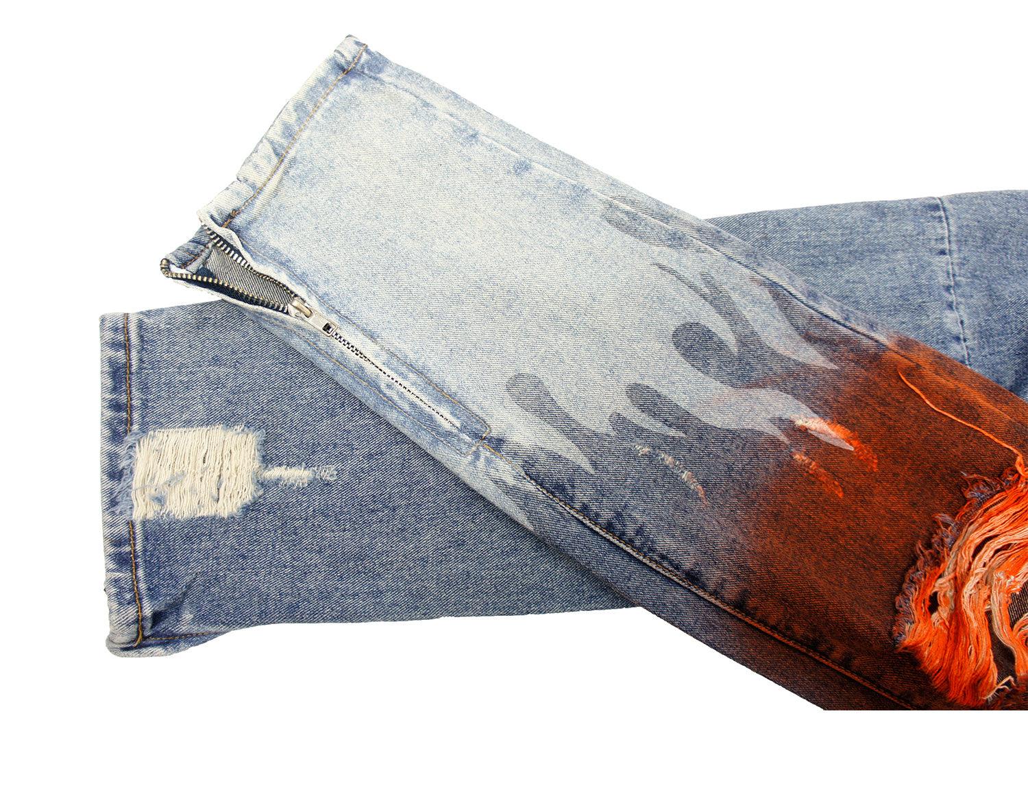 CZ Flame Painted Retro Jeans