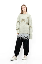 Unknown World Earth Gray Distressed Sweater